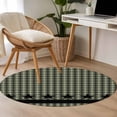 thumbnail image 5 of 4ft Round Rug, Sage Green Black Plaid Non-Skid Rubber Backing Large Area Rugs - Living Room Bedroom Home Office, Vintage Star Buffalo Check Rustic Indoor Floor Mat Carpets Washable Rug, 5 of 9