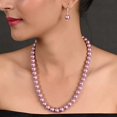 thumbnail image 2 of Ratnavali Jewels Shell Cultured 10mm Purple Lavender Pearl Necklace for Women With Hook Earrings, 2 of 5