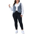 thumbnail image 2 of Agnes Orinda Plus Size Denim Vests for Women Vest Tops Button Down Jean Waistcoat Casual Sleeveless Jacket 3X Gray Blue, 2 of 6