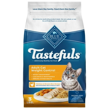Blue Buffalo Tastefuls Adult OIF8 Dry Cat Food for Weight Management, Made in the USA with Natural Ingredients, Chicken Recipe, 3-lb. Bag