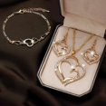 thumbnail image 1 of Collar con colgante de circonita de cristal para mujer, cadena con doble forma de corazón, hueco, grande y pequeño, joyería de boda, 2023, 1 of 4