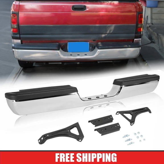 Chrome For Dodge RAM 1500/2500/3500 Pickup Steel Rear Bumper Assembly 1994-2002