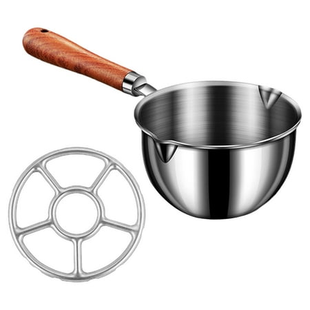 

Mini Saucepan with Dual pour spouts Heat Resistant Handle Small Cookware Butter Melting Pot for Chocolate Melting Reheating Restaurant L with Stand