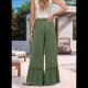 thumbnail image 4 of Pantalones Palazzo de Cintura Alta y Pierna para Mujer, Estilo , con Encaje, Holgados, Color Verde , Talla M, 4 of 6