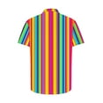 thumbnail image 5 of USNSM Men's Vertical Striped Turndown Collar Button Shirt Short Sleeve Summer Color Block Hawaiian Beach Vacation Striped Print Shirts Multicolor XXL, 5 of 5
