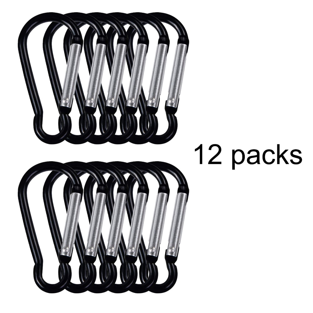 12pc 3" Aluminum Carabiner D Shape Buckle Pack Spring Snap Keychain Clip Hook GN 