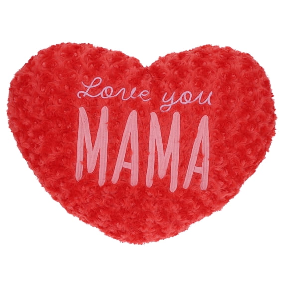 Large Love You Mama Plush Heart Pillow, Red, 19" x 15", Mother's Day by Way To Celebrate