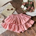 thumbnail image 4 of Ticikt Girls Layered Ruffle Skort, Elastic Waist Cute Tiered Cake Skirt Shorts, Fashion Flowy Mini Skort for Little Kids,Pink, 4 of 5
