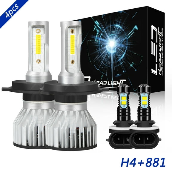 For Kia Spectra 2005-2009 LED Headlight Bulb H4 High&Low Beam 881 Fog Light 6000K White 4pcs