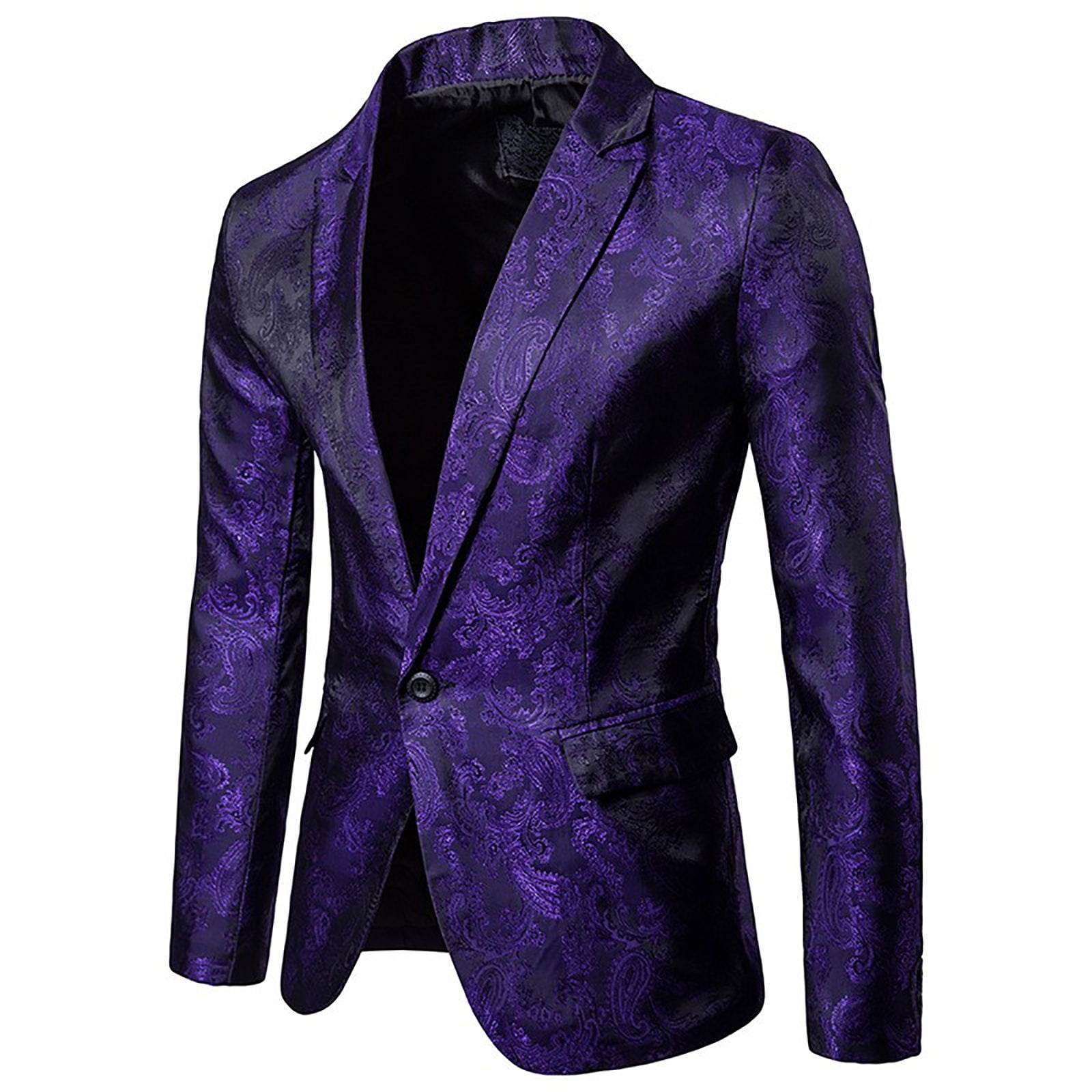 Herrnalise Men s Autumn And Winter Fashion Personality Solid Color Casual Suit Jacket Purple