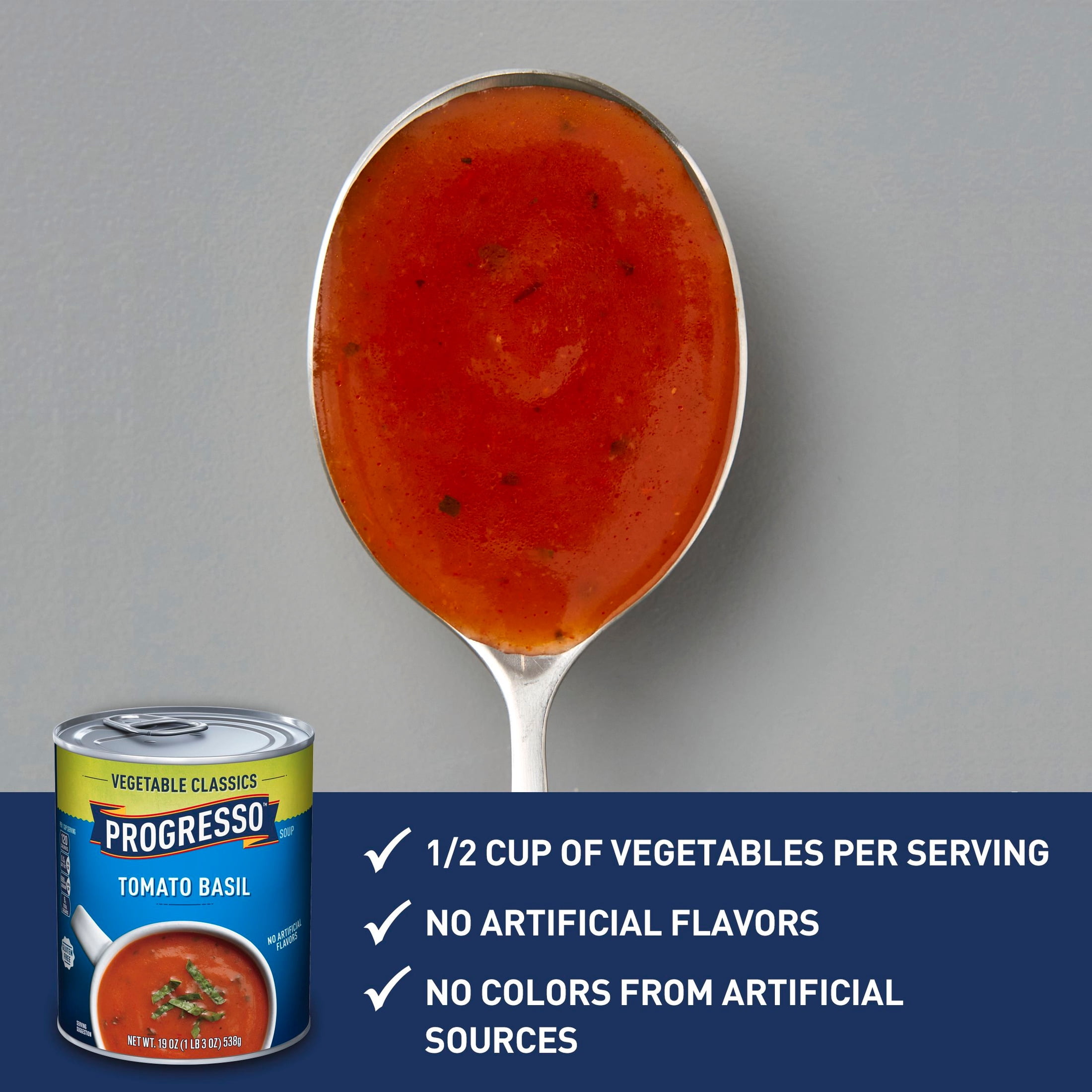 (6 pack) Progresso Tomato Basil Soup, Vegetable Classics Canned Soup, Gluten Free, 19 oz