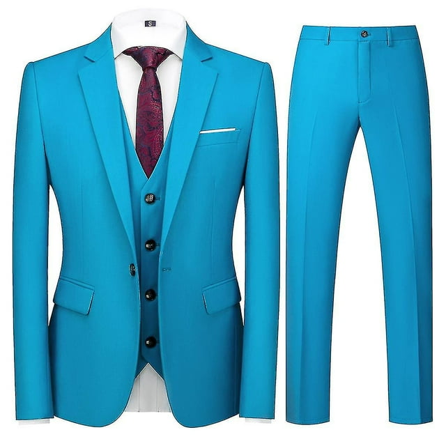Ensemble de Costume Ajusté pour Homme 3 Pcs, Élégant, Uni, un Bouton - C