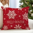 thumbnail image 2 of Christmas Hello Winter Snowflake Throw Pillow Cover 18x18 Inch Red White Outdoor Christmas Decorations Xmas Holiday Decorative Throw Pillow Case for Home Living Room Couch Porch Decor, 2 of 6