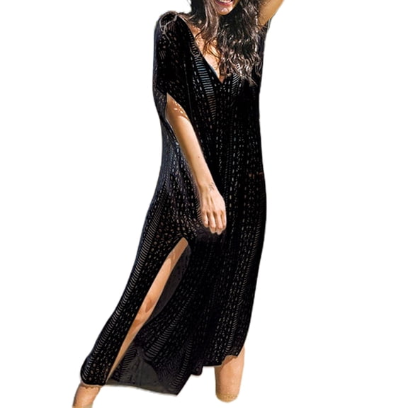 WINDLAND Fashion Women Bathing Suit Cover Up Crochet V Neck Dress for Beach Pool Vacation