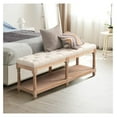 thumbnail image 3 of Tufted Extra-Long Entryway with Shoe Storage, 45” French Vintage Bedroom Benches Upholstered Dining Benches, Fabric End of Bed for Bedroom Dining Room Living Room, Beige, 3 of 3