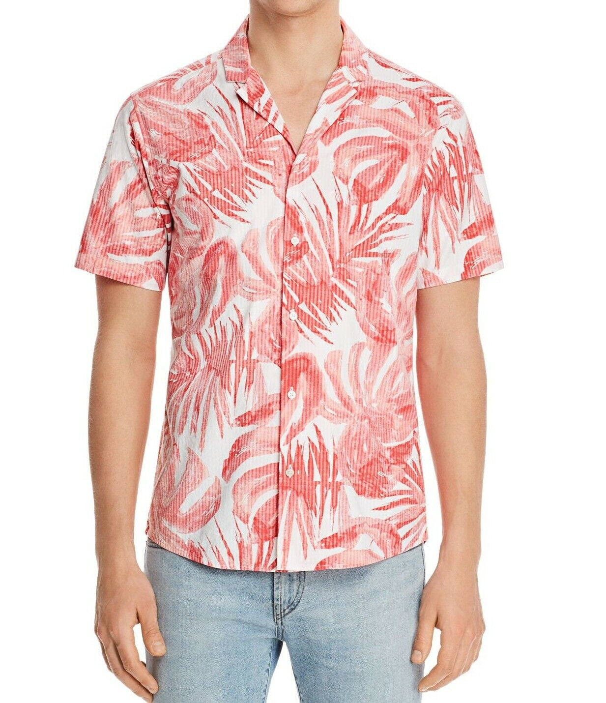 Michael Kors Mens Shirt Red Medium Button Down ShortSleeve 98 M