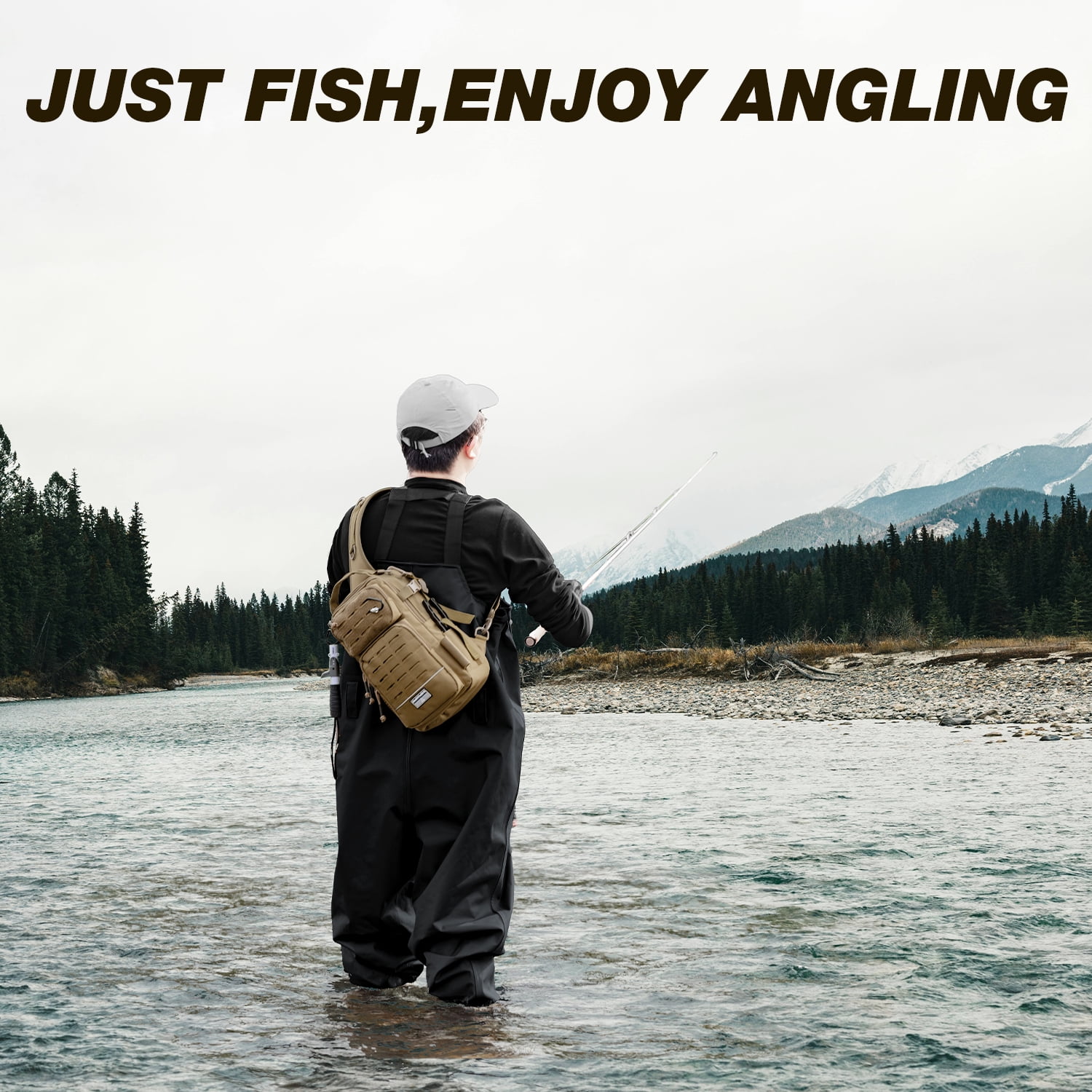 Ghosthorn Fishing Backpack Tackle Sling Bag -Lightweight Sling Tackle Storage Bag- Fishing Backpack with Rod Holder gifts for men