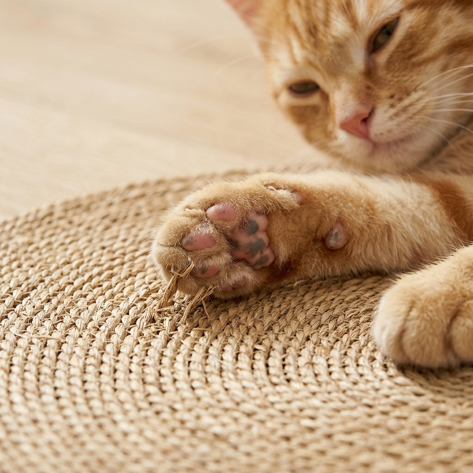 Cat Scratcher Mat, Natural Straw Weaving Cat Scratch Pad, 15.74 in Round Horizontal Floor Cat Scratching Pads for Indoor Cats, Cat Furniture Protector for Wall, Couch, Carpets, Sofas(1pc, S)
