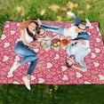 thumbnail image 6 of Extra Large Picnic Beach Blanket Waterproof Sand Proof Portable Outdoor Mat Red Doodled Hearts 60x80, 6 of 9