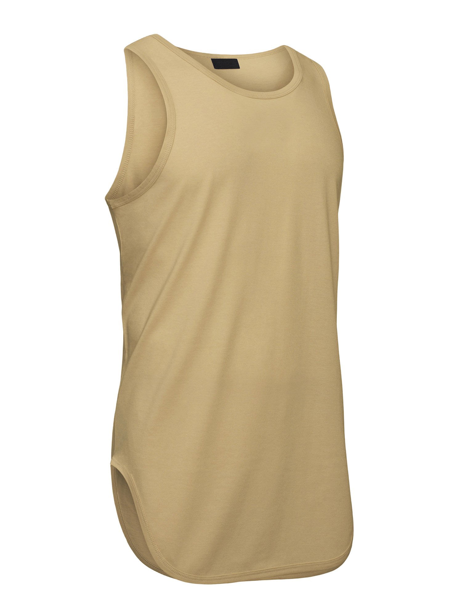 Men Summer Casual Basic Solid Long Length Curved Hem Tank Top Sleeveless Shirts 
