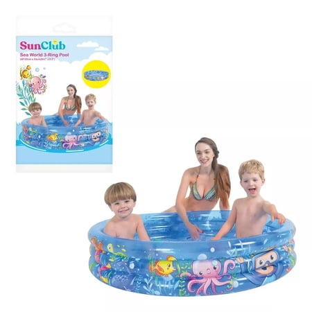 SunClub Inflatable 3 Ring Sea World Paddling Pool - Fun Summer Splash for Kids
