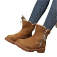 thumbnail image 2 of Women's Fur-Lined Winter Ankle Boots, Suede Side Zip Combat Boot, Lug Sole Chunky Heel Fleece Warm Booties (Brown,39), 2 of 6