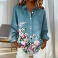 thumbnail image 4 of YUGYXL Women's Button Down Shirts Long Sleeve Trendy Printed Blouses Casual Loose Lapel Collar Tops Fall Fashion Outfit Blue Sweatshirt XXXXXL, 4 of 6
