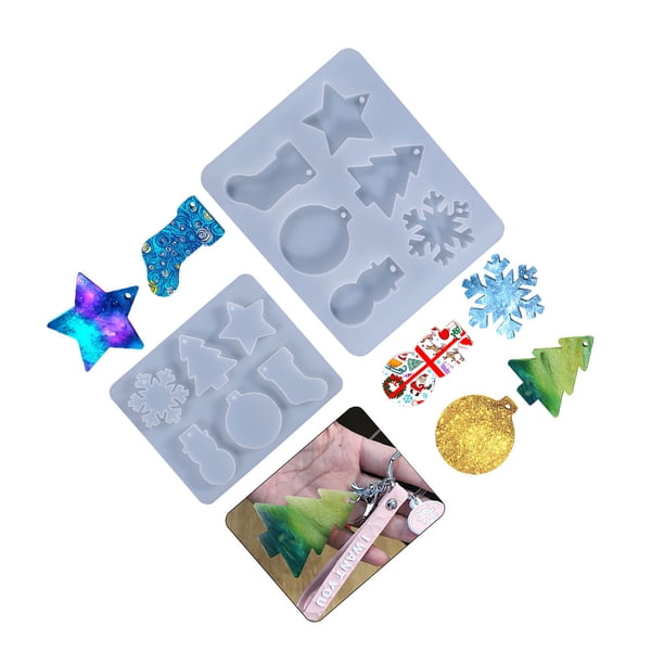 Bearachild Navidad DIY resina molde cristal epoxi copo de nieve zapato artesanías moldes colgante joyería fabricación molde decoración del Kits de decoración para fiestas