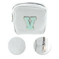 thumbnail image 4 of Unique Bargains 1 Pc Letter V Pattern Makeup Bag for Travel White Corduroy, 4 of 6