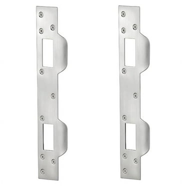Door Strike Plate Double Holes, Heavy-Duty Latch Reinforcement Plate for Door Handle and Deadbolt (2Pcs, Silver)