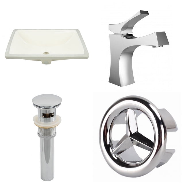 18.25-in. W CUPC Rectangle Bathroom Undermount Sink Set In Biscuit - Chrome Hardware - Overflow Drain Incl. AI-25974