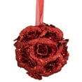 thumbnail image 3 of Northlight 3ct Holographic Glittered Christmas Rose Ball Ornament Set 3" - Red, 3 of 4