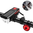 thumbnail image 2 of Bike Light Set and Horn Solar Powered USB Rechargeable Bicycle Headlight Taillight Combinations Front Back Light Tail Light LED Speaker, 2 of 9
