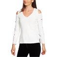 thumbnail image 1 of 1.STATE Womens Slash Sleeve Cold Shoulder Blouse, White, Small, 1 of 1
