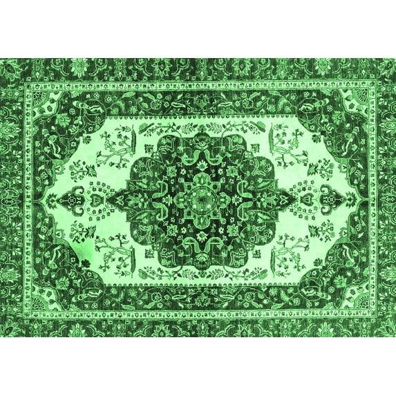 Ahgly Company Indoor Rectangle Persian Emerald Green Traditional Area Rugs, 2' x 3'