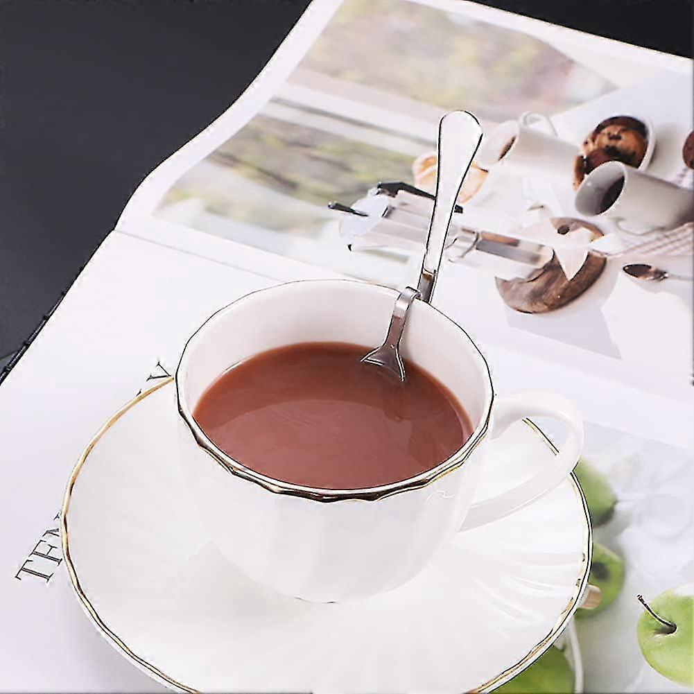 6 Pieces Jam Spoons, Long Hanging Straight Cup Spoons, Stainless Steel Folding Coffee Spoons, Hanging Honey Spoon with Curved Handles