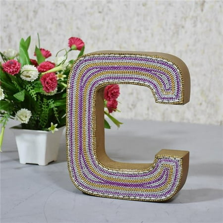 

C Alphabet Handmade Letter Block Eco-Friendly Wall Decor Gold with Zari Work
