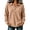 Khaki, variant on Womens Casual Collared Henley Button Placket Long Sleeve Ribbed Loose Fit Daily Wear Top