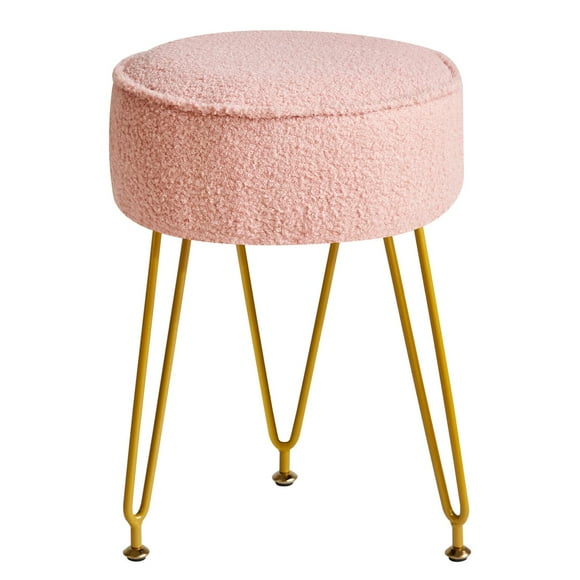 Taburete reposapiés otomano IBUYKE Teddy Velvet redondo rosa