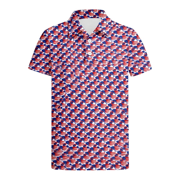 Byoo Toddler Boys Polo Shirt Usa Flag Allover Print 4th of July Short Sleeve T Shirt Pullover Top