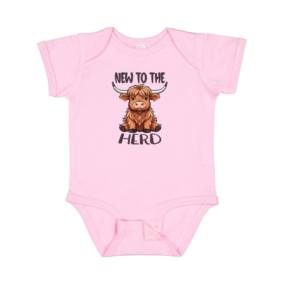 Inktastic New to the Herd Highland Cow Boys or Girls Baby Bodysuit