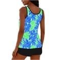 thumbnail image 4 of VEKDONE Womens Tankini Bathing Suits Two Piece Floral Print Tummy Control Swim Tank Top with Boyshorts Hawaiian Beach Tankinis Swimsuits Blue XXL, 4 of 6