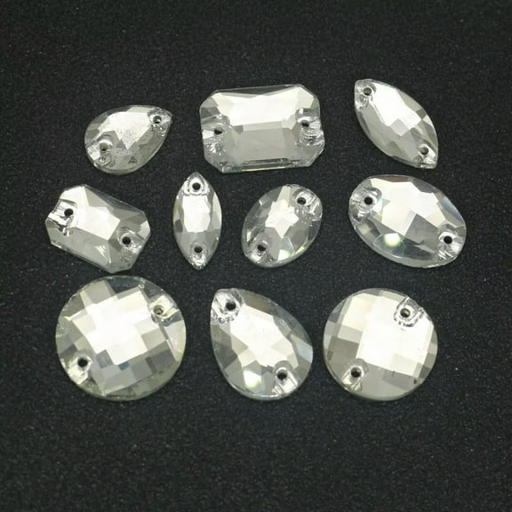 U8MO 50pcs Mixed Shapes Sizes Crystal Sew On Flatback Rhinestones Crystal Glass Beads