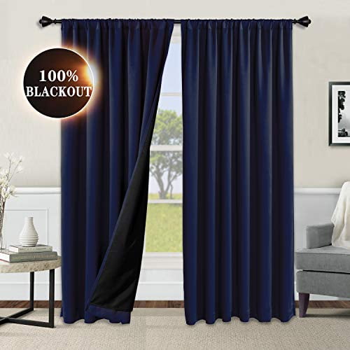 Wontex 100 Thermal Blackout Curtains For Bedroom Insulating Rod Pocket Window Curtain Panels Noise Reducing And Sun Blocking Lined Living Room Royal Blue 52 X 84 Inch Set Of 2 Com Wontex 100 Thermal Blackout Curtains, Do Blackout Curtains Block Sound