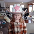 thumbnail image 3 of Sombrero de vaquera Rhode Island Novelty de fieltro blanco con estrella rosa, 3 of 3