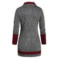 thumbnail image 2 of Sanbonepd Womens Sweaters O-Neck Long Sleeve Solid Botton Pachwork Winter Coat Asymmetric Tops Sweater, 2 of 5