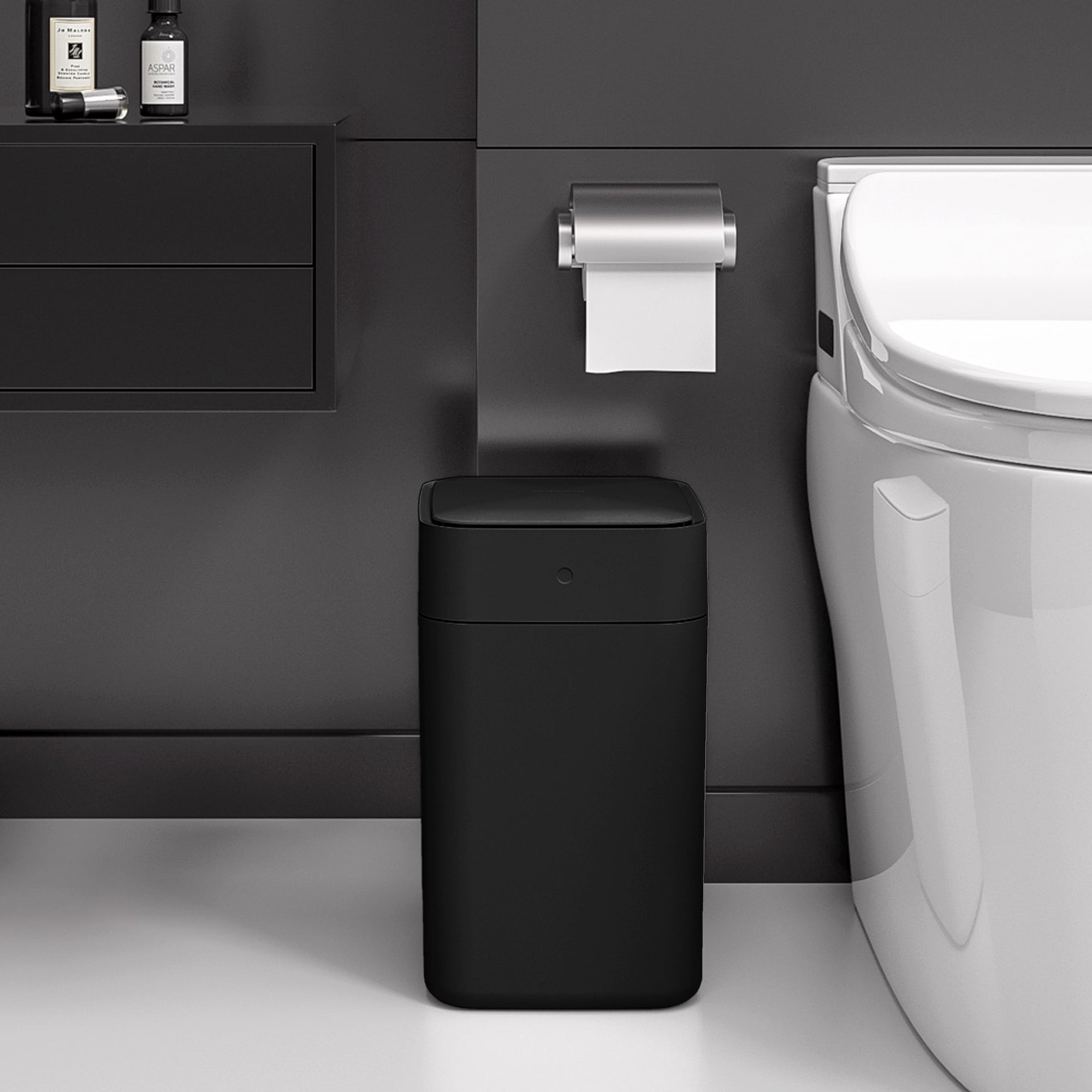 TOWNEW 4.1 gal Smart Sealing Plastic Office Trash Can, Black