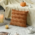 thumbnail image 4 of Sm:)e Fall Pumpkin Plush Faux Fur Jacquard Throw Pillow Cover 20x20 Inch, Set of 2 Silky Soft Seasonal Cushion Case for Sofa Couch Caramel, 4 of 6