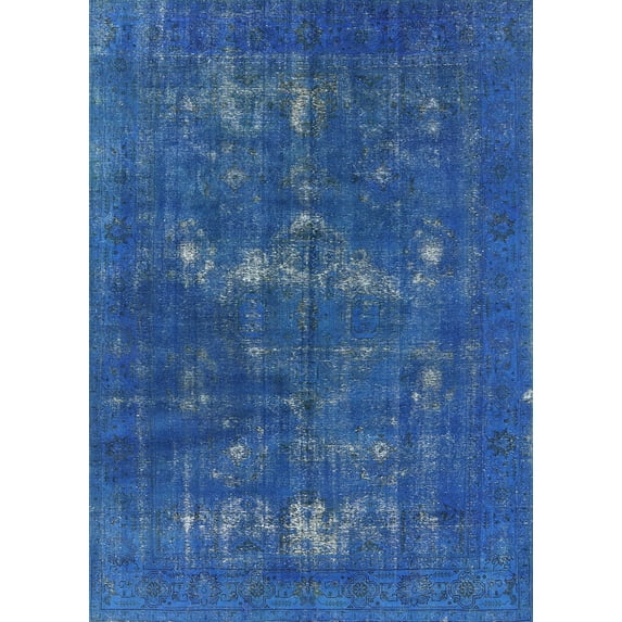 Ahgly Company Indoor Rectangle Mid-Century Modern Blue Persian Area Rugs, 2' x 5'