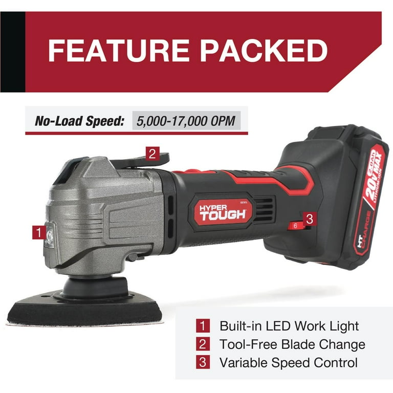 Hyper Tough 20V 1.5Ah Lithium-ion Angle Grinder, Cordless, Battery